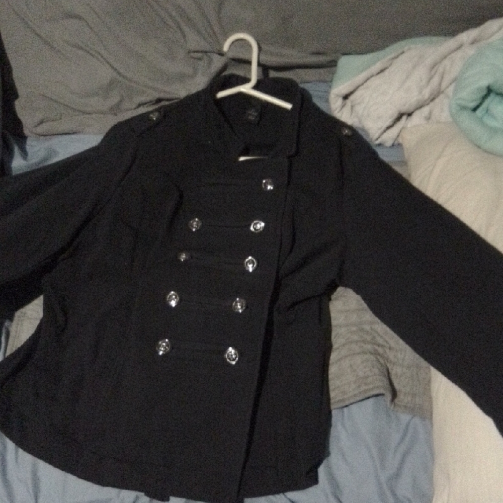 Lane Bryant Black Double-Breasted Pea Coat